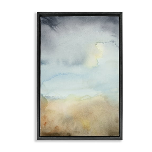 Stupell Industries Soft Fluid Landscape Abstract Painting Black Floater Framed Canvas Art Print Wall Art, 17 x 25