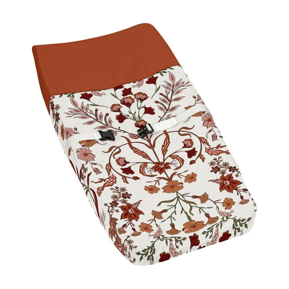 Sweet Jojo Designs Boho Floral Wildflower Orange and Ivory Changing Pad Cover