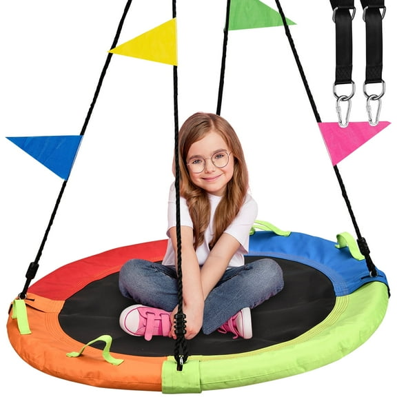 Heromate Tree Swing, Saucer Flying Swing 40 Inch for Kids, 900lbs Weight Capacity, with Adjustable Hanging Straps, for Indoor and Outdoor, Multicolor, Gifts for Kids