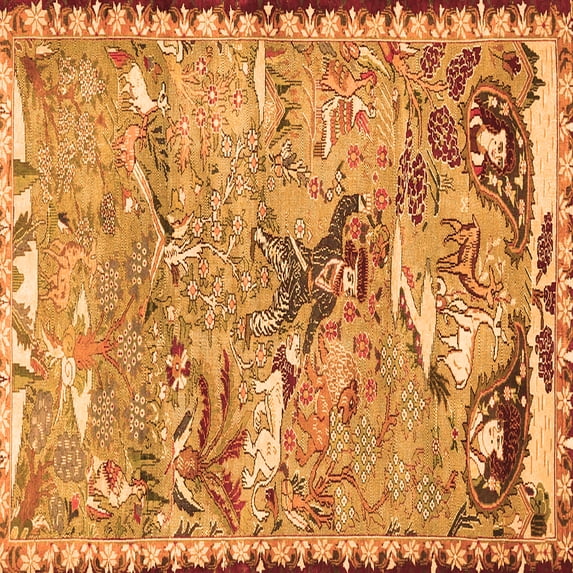 Ahgly Company Indoor Square Animal Orange Traditional Area Rugs, 4' Square