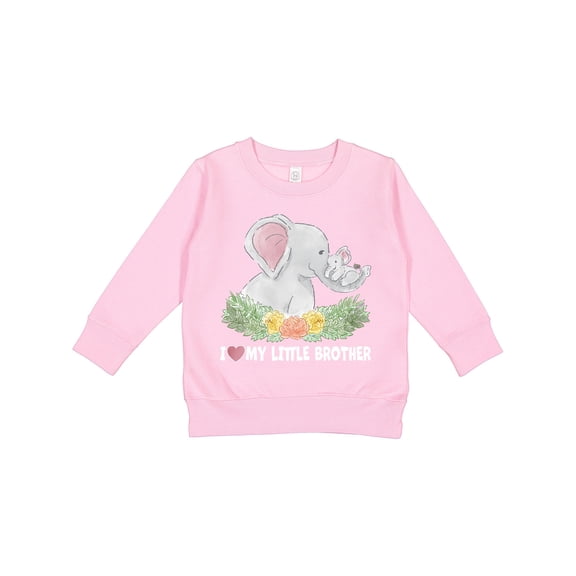 Inktastic I Love My Little Brother Elephant Family with Flowers Toddler Sweatshirt