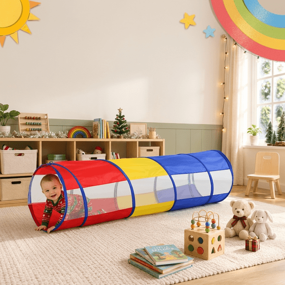 Sisticker Pop-up Crawl Through Tunnel with Free Storage Handbag, Polyester Material, Indoor & Outdoor - Tunnel for Kids 3 , Kids Play Tunnel, Toddler Crawl Tunnel