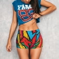 thumbnail image 3 of Lsque Colorful Arrow Graffiti Pattern Pattern High Waisted Biker Shorts for Women-Tummy Control Fitness Athletic Workout Running Yoga Gym Shorts,Moisture-Wicking-X-Large, 3 of 9
