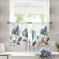 thumbnail image 2 of Vintage Flowers Sheer Curtains 54 Inches Length 2 Panels Set, Window Sheer Curtains for Living Room/Bedroom, Teal Blue Floral Nature Butterfly Light Filtering Rod Pocket Curtain 52'' x 54'' x 2, 2 of 7