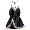 thumbnail image 2 of BSDJILFG Womens Nightdresses Sexy V Neck Lace Solid Color Sleeveless Sling Tank Dress Lightweight Silky Tummy-Control Soft Sleepwear Mini Dress, 2 of 8