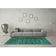 thumbnail image 3 of Ahgly Company Machine Washable Indoor Rectangle Abstract Turquoise Blue Modern Area Rugs, 2' x 5', 3 of 4