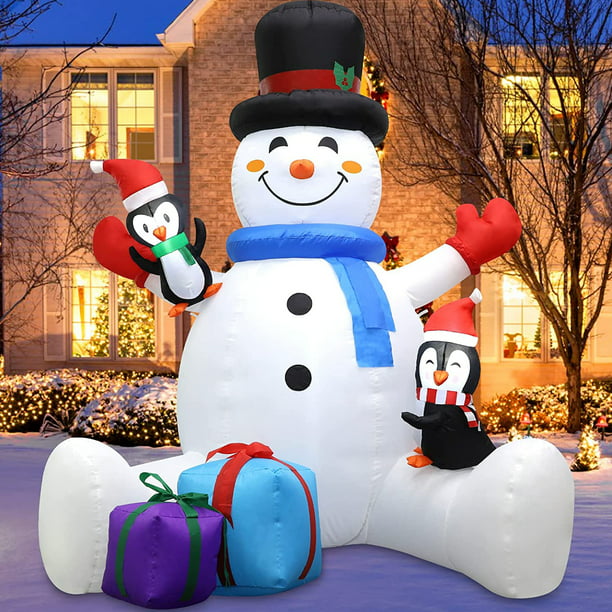 Christmas Inflatable Snowman Decor Outdoor - 6ft Blow Up White Snowman ...
