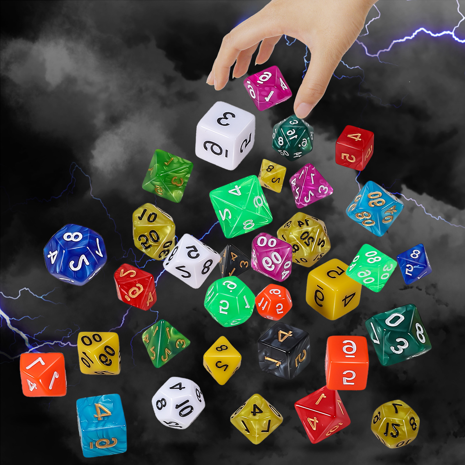 CiaraQ DND Dice Set 15 X 7 Polyhedral Dice (105pcs) with 1 Large Flannel Bag,for Dungeons and Dragons RPG MTG Table Games
