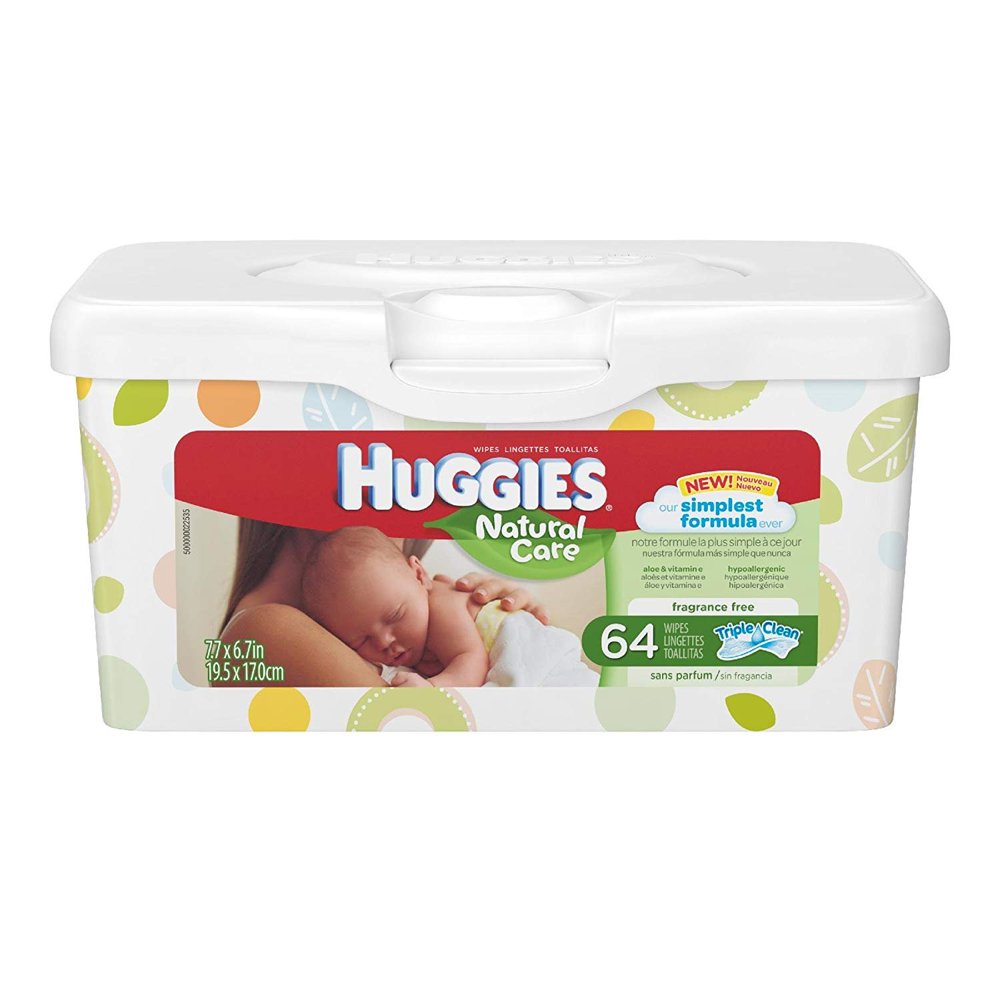 Huggies Natural Care Fragrance Free Baby Wipes Tub, 64 ct