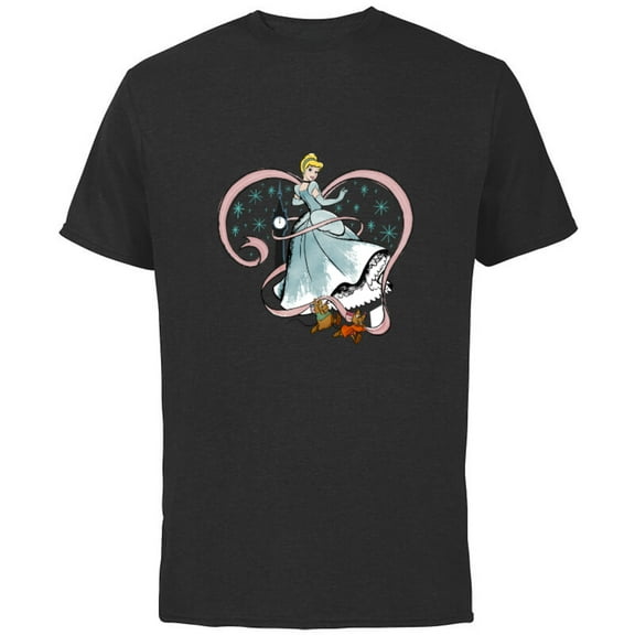 Disney Princess Cinderella Magic Spell - Short Sleeve Cotton T-Shirt for Adults - Customized-Black