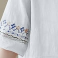 thumbnail image 3 of Summer Womens Tops 2025 Cotton and Linen Plus Size Solid Color Button Half V-neck Shirt Short Sleeved V-neck Shirt, 3 of 5