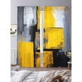 thumbnail image 3 of Abstract Color Block Sheer Curtains 108 Inches Long 2 Panels Yellow Block Modern Gradient Black Light Filtering Semi Sheer Window Curtains Drapes for Bedroom Living Room 52"x108", 3 of 7