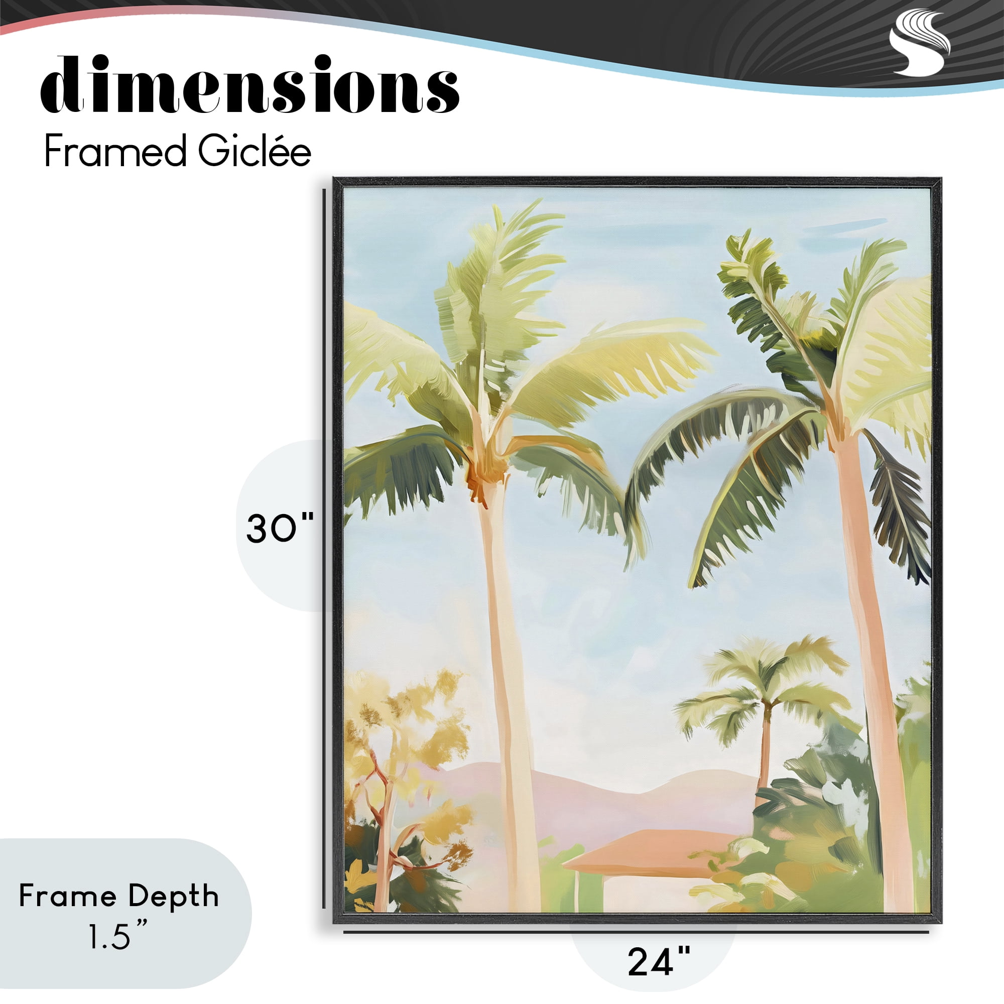 Stupell Industries Rising Above Tropical Palms Black Framed Giclee Art, design by The Prints Vibe