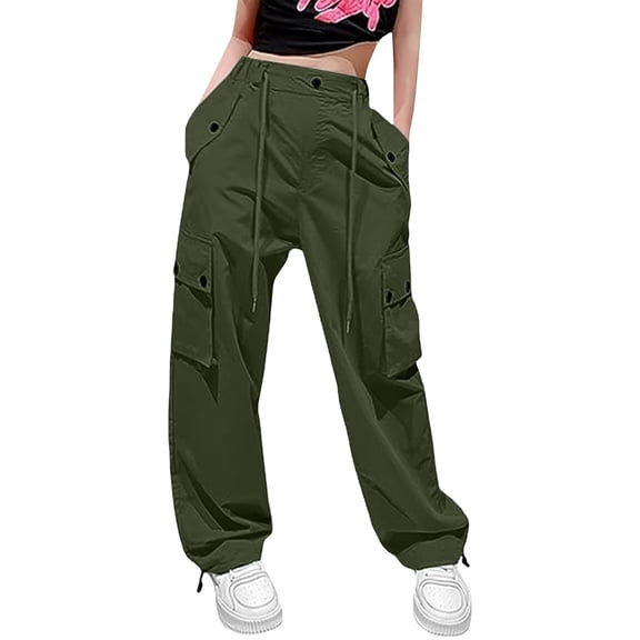Cargo Pants Women Baggy Cargo Parachute Pants With Pockets Unisex Casual Streetwear Trousers Flowy Pants