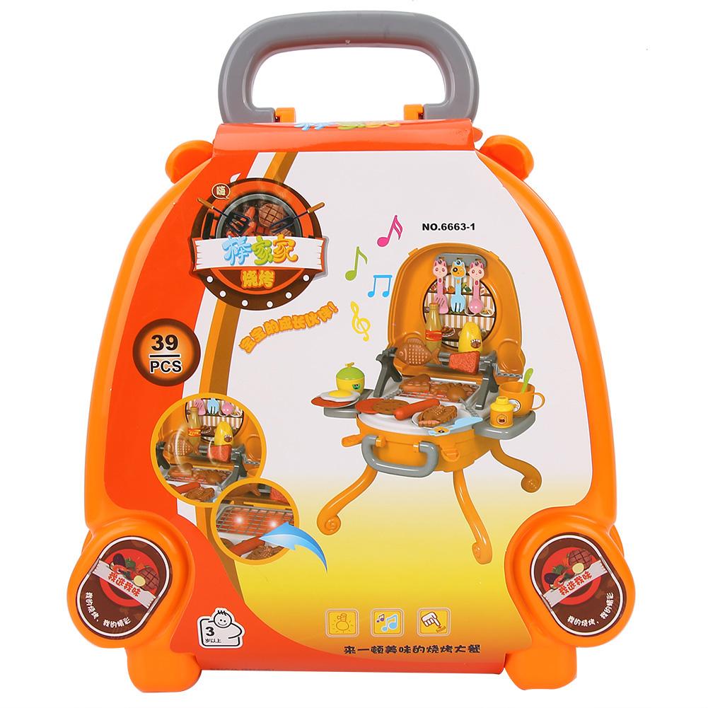 Qiilu Kid Kitchen Rotisserie Grill Shop Barbecue Food Play House Toys