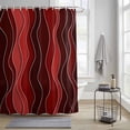 thumbnail image 4 of Abstract Shower Curtains for Bathroom, Red Gradient Waves Beach Lines Washable Fabric Shower Curtain with Hooks Waterproof Bathroom Decor Sets, 72 x 84 Inches, 4 of 9