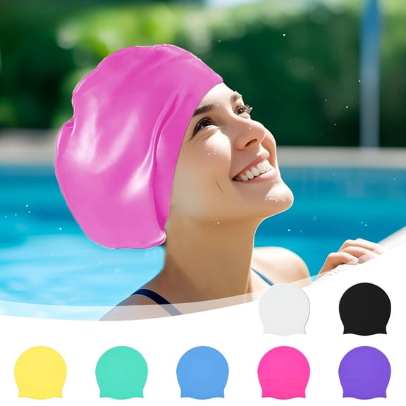 TELOLY Large Swim Cap Swim Cap for Long Hair,Dreadlocks,Weaves,Hair Extensions,Braids,Curls Afros Silicone Swimming Cap for Women Men,Keep Hair Dry