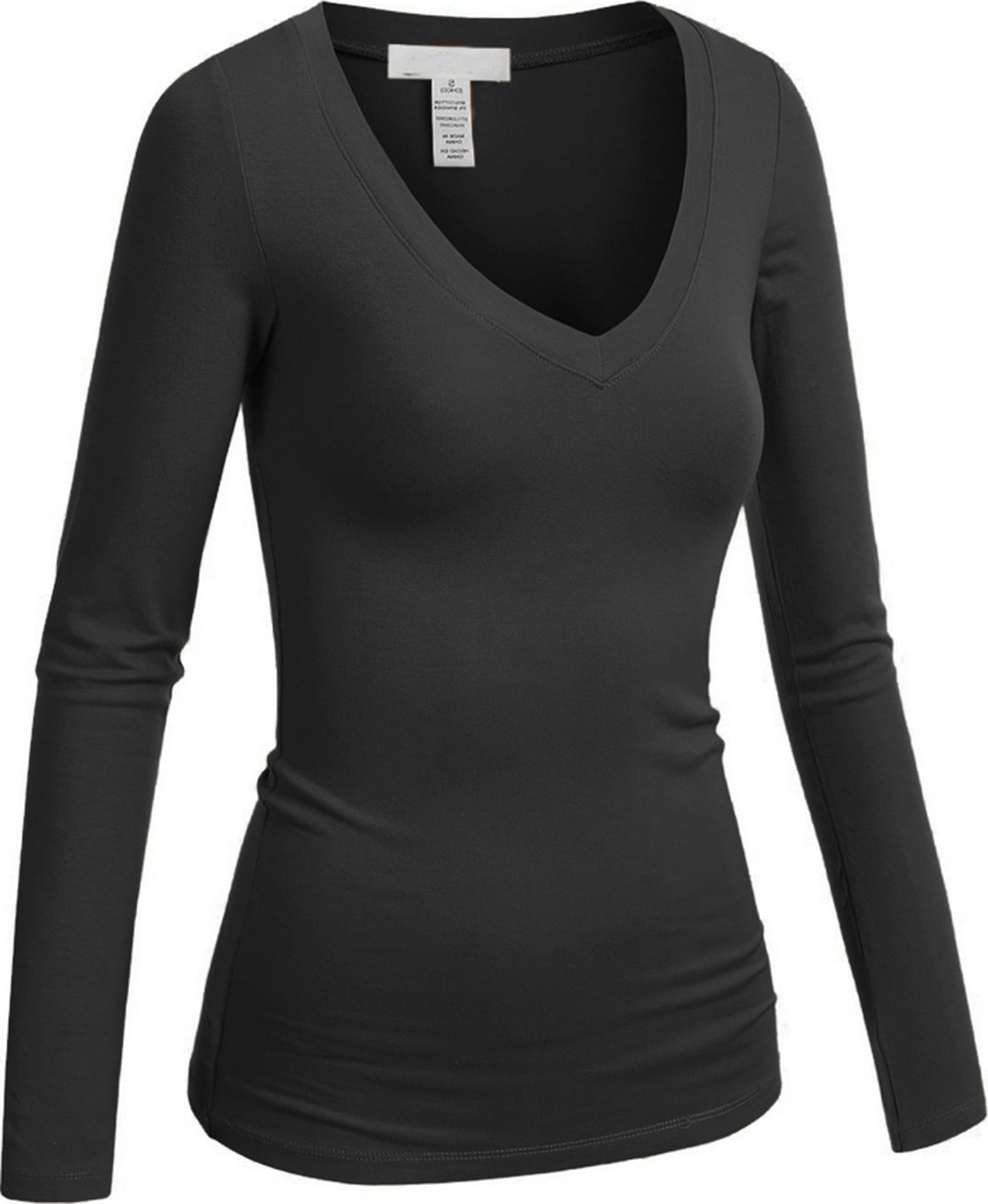 Basic Fashion Women's Long Sleeve V-Neck Tee Top Shirt - Dk Gray, Small ...