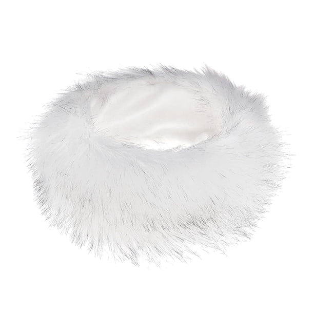 Diadema de piel sintética con gorro de piel elástica Calentador de orejas de invierno Mujeres Orejeras Esquí frío Blanco jinwen Diademas calentadoras de orejas de piel
