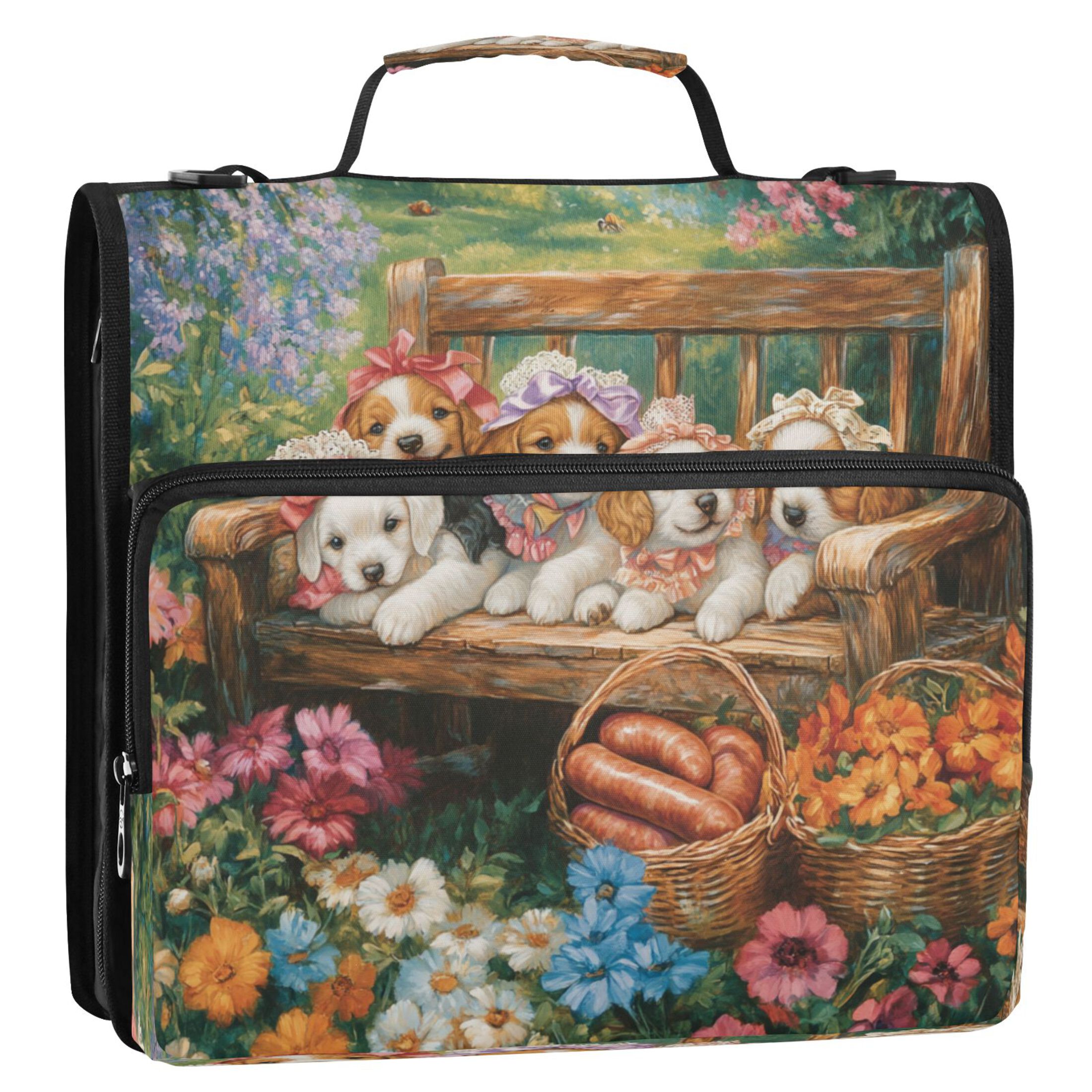 YAZAOO Zipper Binder trapper keeper Documents Organized Design Flower-festooned Friends Printed