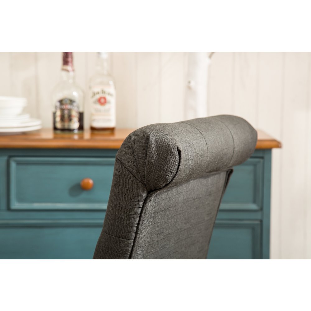 Roundhill Furniture Habit Solid Wood Tufted Parsons Charcoal Dining Chair, Set of 2