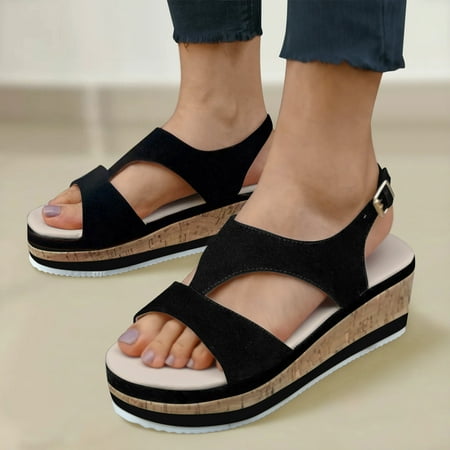 

eczipvz Walking Shoes Women Slipper Summer Comfortable Vintage Casual Beach Open Toe Slip on Mules Wedge Sandals