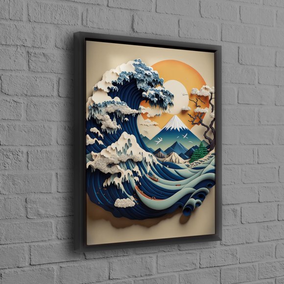 Décor Mural Vague Élégant Moderne Imprimé la Grande Vague Affiche d'Art Kanagawa Idéal pour la Décoration de Bureau et Parfait comme Cadeaux de Demoiselle d'Honneur