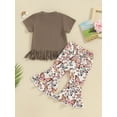 thumbnail image 4 of Suealasg Kids Girls Clothes Short Sleeve Tassel Hem T-shirt Butterfly Print Flared Pants Sets 2Pcs Toddler Girs Summer Outfits Set, 4 of 9