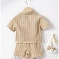 thumbnail image 4 of Toddler Baby Boys Clothes Summer Short Sleeve Top and Elastic Waist Shorts Set Infant Casual Outfit Two-piece Set 1-6 Years, 4 of 8