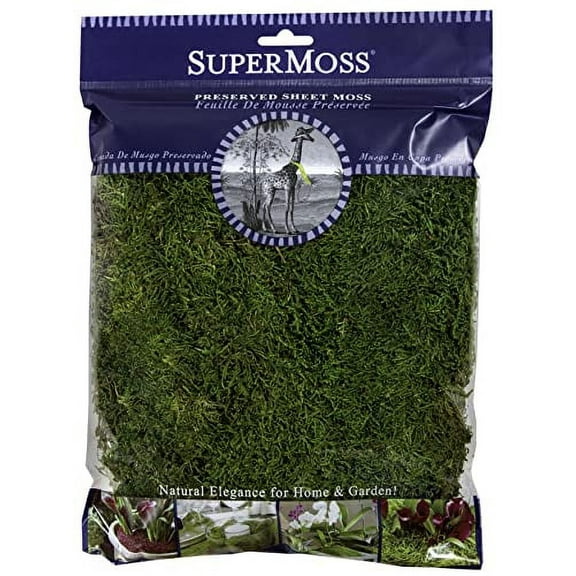 SuperMoss Preserved Sheet Moss Green Mulch, 8 oz with Ultra-Clean Finish