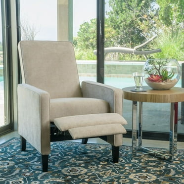 Noble House Arden Standard Fabric Push Back Recliner, Beige