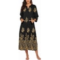 thumbnail image 2 of Oudiya Women Zipper Robe Loungewear Dress Full Length Nightgown Housecoat 3/4 Sleeves Sleepwear with Pockets, 2 of 5
