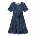 thumbnail image 6 of ClodeEU Women's Polka Dot Print A Line Midi Dress,Round Neck Short Sleeve High Waist Dress Blue,Women's Plus L, 6 of 6