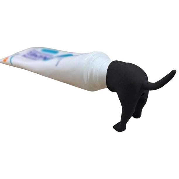 2uds. Dispensador de pasta de dientes para caca de perro, accesorios divertidos y novedosos para el baño del hogar (negro)