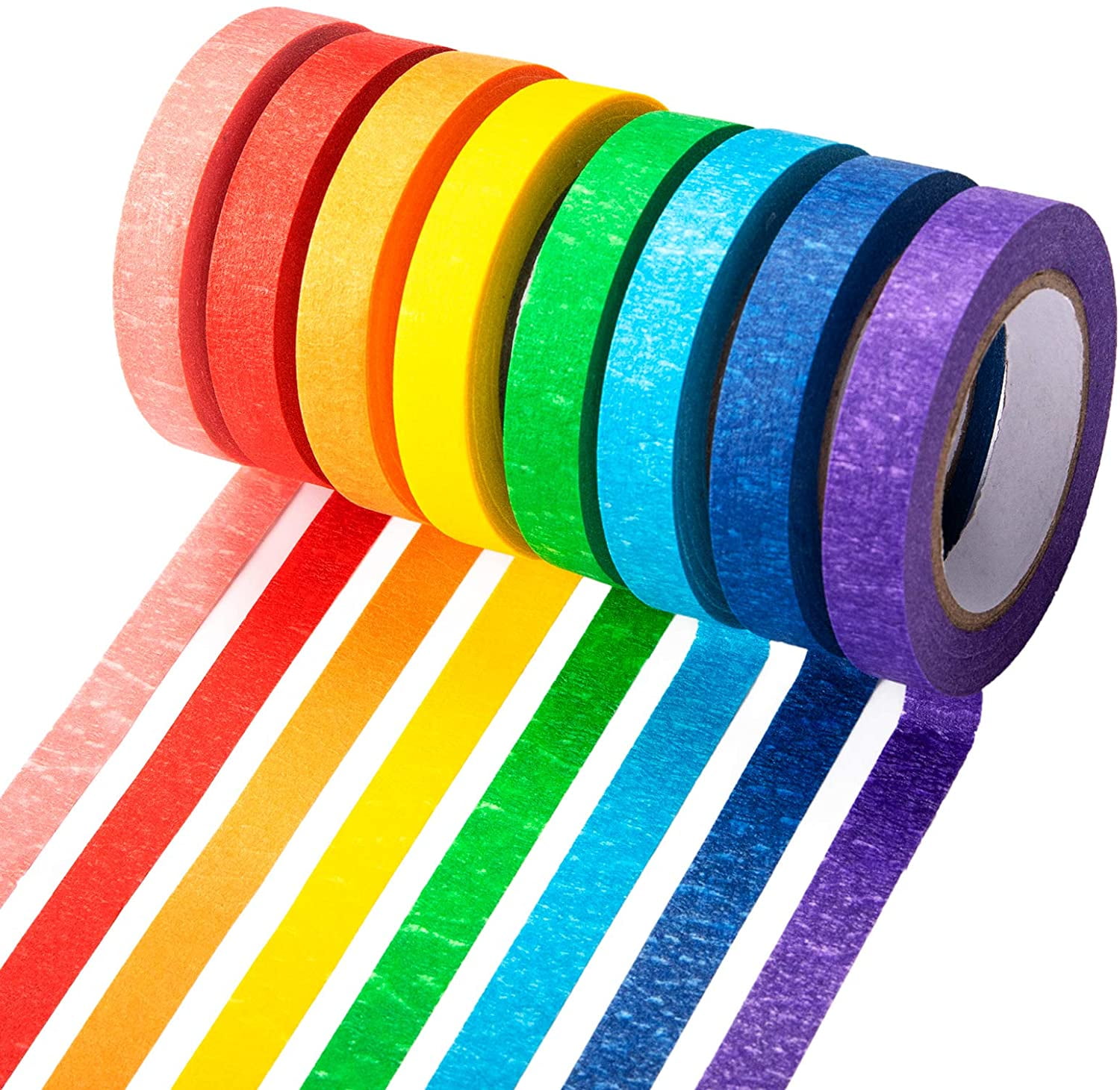 Colored Masking Tapes 12 Rolls 0.4 Inch, Painters Tape Rainbow Labeling