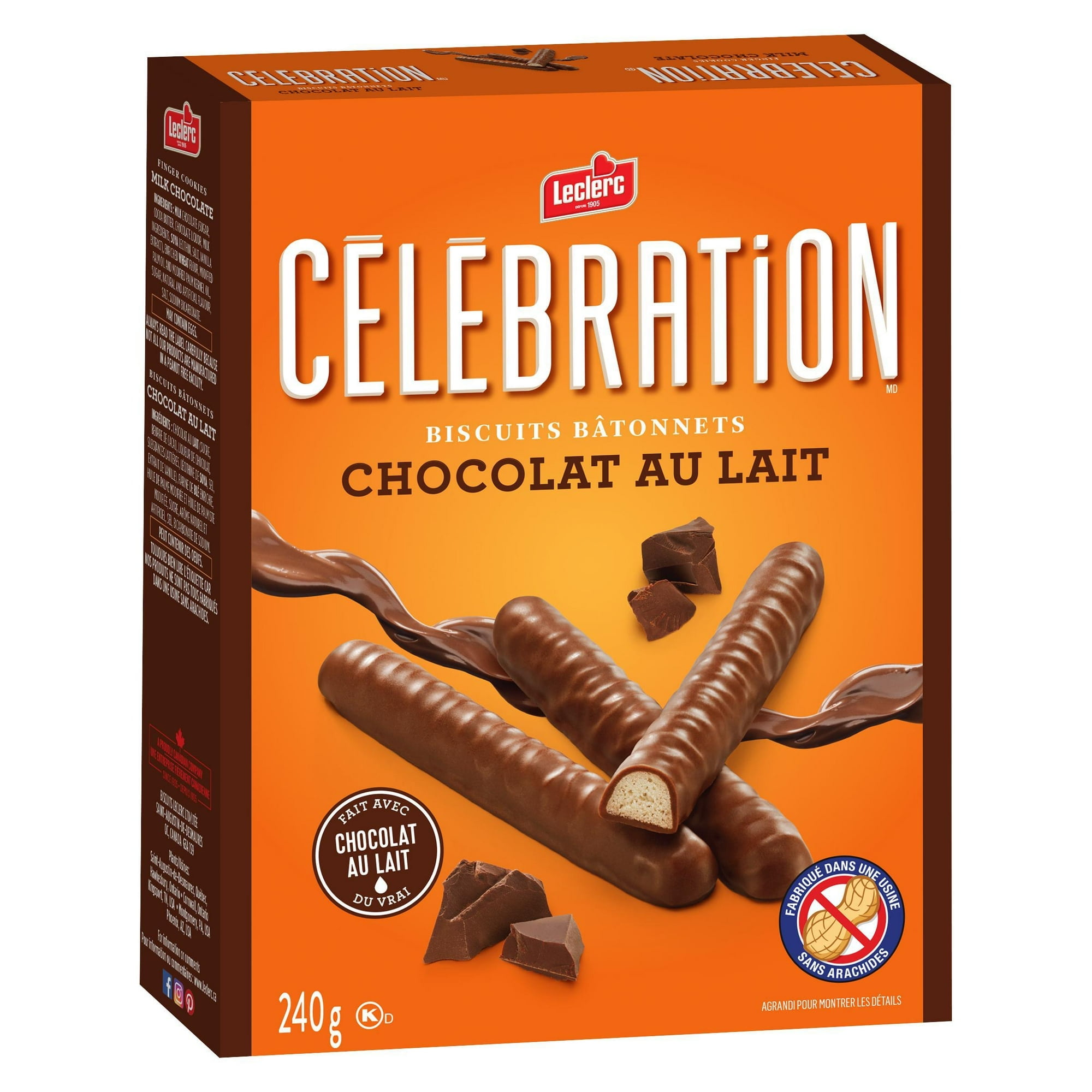 Celebration Milk Chocolate Fingers, 240g / Boxed Cookies
