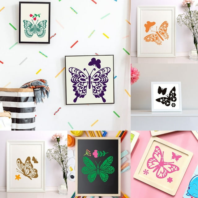 HUASHENG Butterfly Painting Template For Card Making Symmetry Hollow Butterflybutterfly Painting Template Embossing Template For Scrapbooking DIY Craft