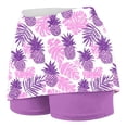 thumbnail image 5 of Feancey Women's Athletic Skirts Summer Plus Size Workout Skorts Casual Pineapple Print Running Skort Elastic High Waisted Tennis Skirt with Shorts Side Pockets Purple XL, 5 of 5