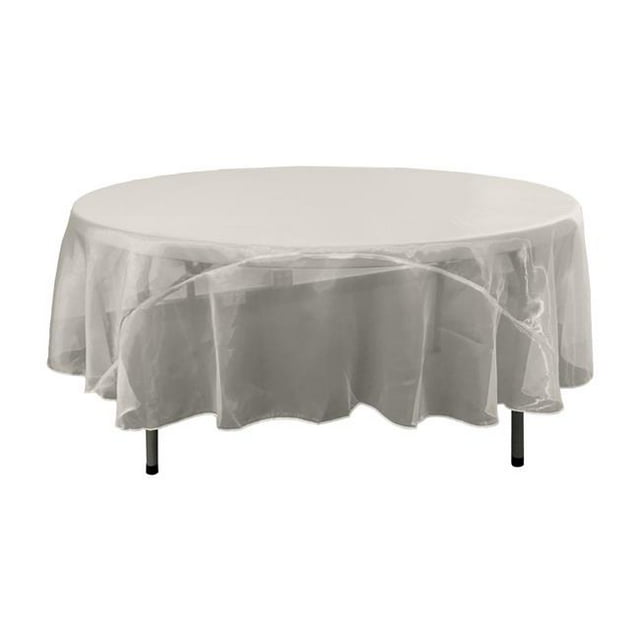 LA Linen TCOrgz90R-WhiteO11 Nappe Ronde en Organza Miroir Transparent&44; Blanc - 90 in.