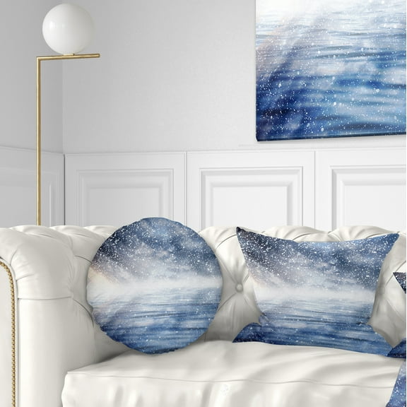 Designart Clouds with Reflection in Water - Landscape Photography Throw Pillow - 12x20