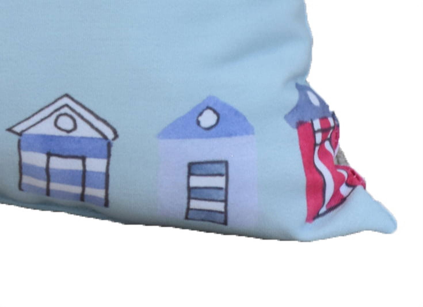 Simply Daisy, 20" x 20" Multi Beach Hut, Stripe Print Outdoor Pillow, Aqua