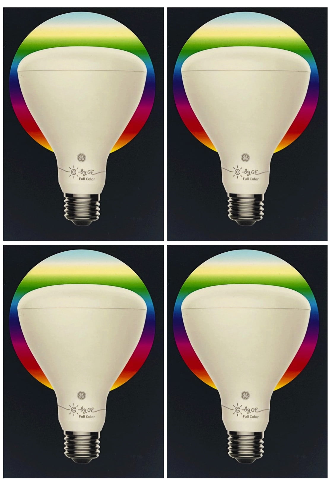 (case of 4) GE Lighting Full Color Smart Bulb, LED BR30, C by GE, Dimmable with app, Change Colors, Control with Voice, 10 watt, 700 lumen LED Floodlight