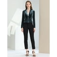 thumbnail image 3 of INSPIRE CHIC Chaqueta De Traje De Oficina De Negocios Con Solapa Y 1 Botón De Terciopelo Para Mujer gris azul XL, 3 of 5