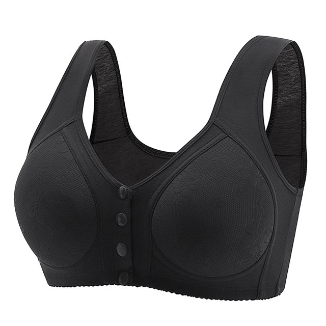 2DXuixsh Womens Bra Smooth Comfort Full Coverage T Shirt Bra Front Side Buckle Lace Without Steel Ring Movement Seamless Gathering Adjustment Yoga Large Bra Black Size 38