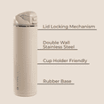 thumbnail image 2 of HydroJug Ease2o Insulated Stainless Steel Water Bottle with Straw & Chug Lid, Leak-Resistant, Cup Holder Friendly – 24oz, Dune, 2 of 7