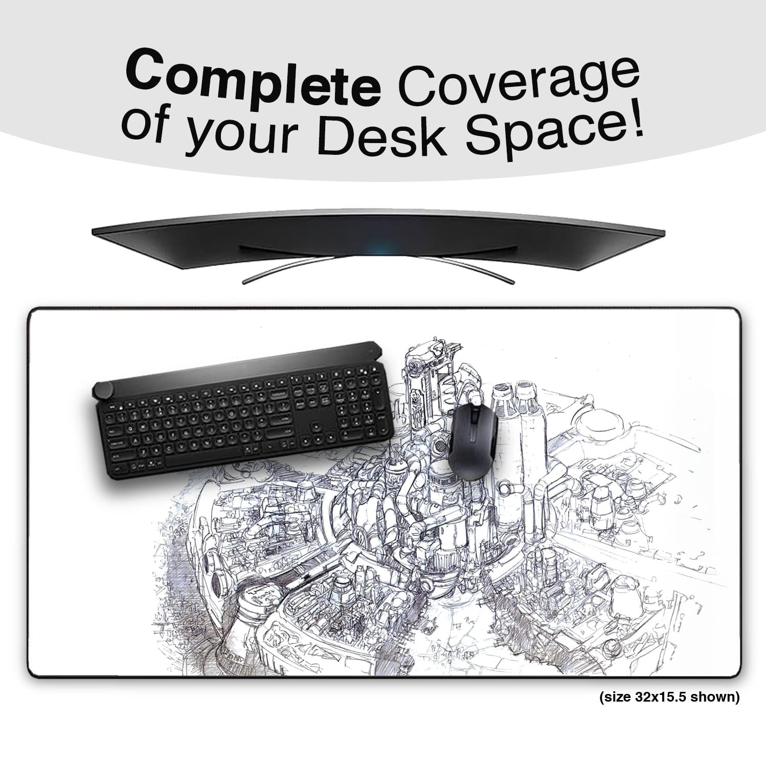 Midgar Sketch Gaming Mouse Pad, Final Fantasy VII-Inspired Desk Mat for Gamers and Offices