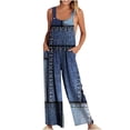 thumbnail image 2 of Gaecuw Jumpsuits for Women Dressy Sleeveless Cold Shoulder Overall with Pockets Square Neck Band Collar Striped Printed Onesie One Piece Outfits Casual Long Pants Wide Leg Summer Romper Ankle Length, 2 of 6