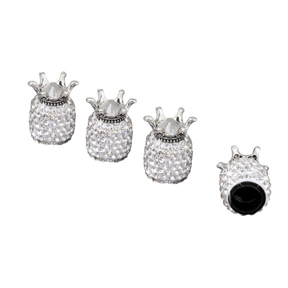 Kiplyki 4Pcs Crown Bling Diamond Tire/Wheel Stem Valve Caps Car Truck