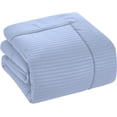 thumbnail image 3 of 500-TC Egyptian Cotton All Season Comforter for Adults Extra Large King Size 120" x 136" Inches, 1pc Comforter Box Stitched with 4 Corner Tabs, 300 GSM Comforter, Light Blue Stripe, 3 of 4
