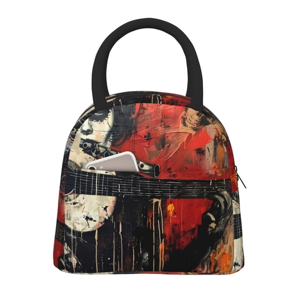 Easygdp Abstract Skull Guitar Art Bolsa de Almuerzo Insulada Grande, Forro de Aluminio, Diseño Espacioso, a Prueba de Fugas, Ideal para Trabajo, Picnics, Viajes y Actividades al Aire Libre